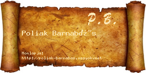Poliak Barnabás névjegykártya